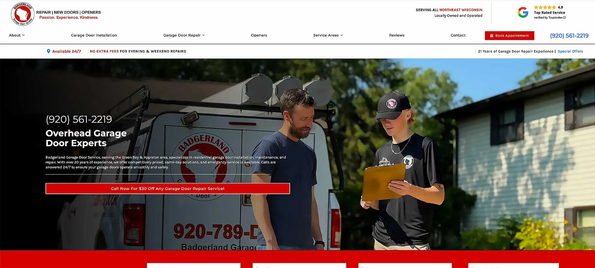 Badgerland Garage Door Website Redesign | SEO & Service Area Pages