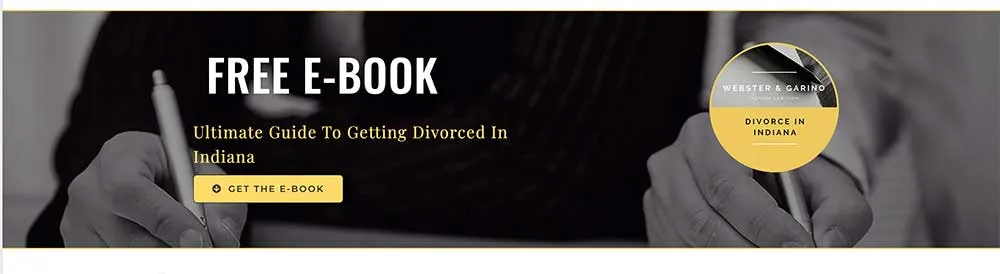 A black-and-white image of hands holding pens, with text offering a free e-book on divorce in Indiana, highlighting Crown Marketing's digital marketing services expertise.| Crown Marketing Digital Marketing Agency Las Vegas