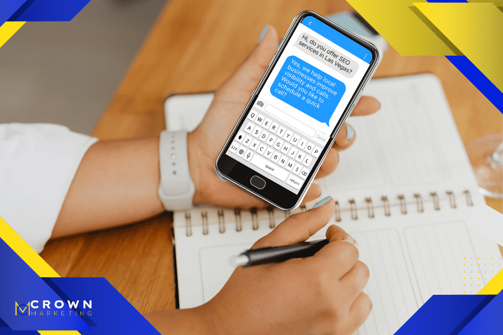 Customer message interaction improving call conversions by Crown Marketing, a digital marketing company