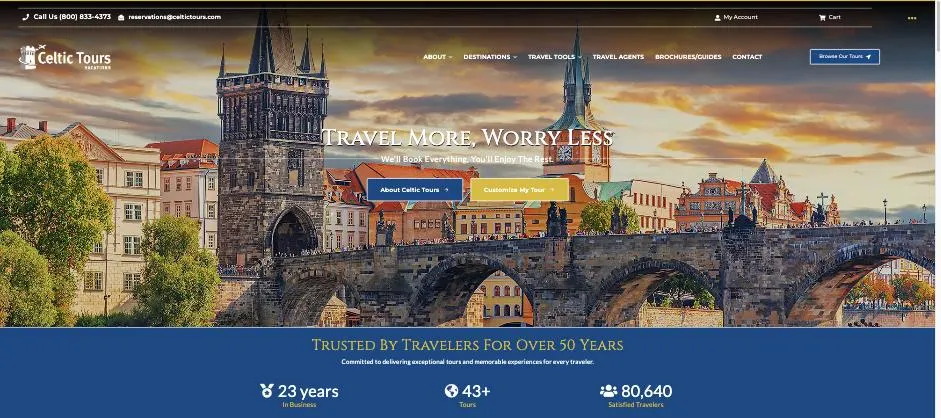 Celtic Tours Vacations website designed by Crown Marketing