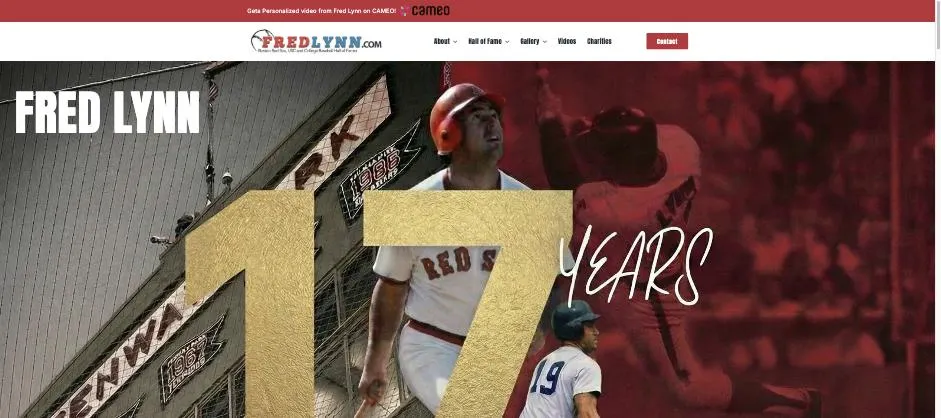 Official Fred Lynn Website website designed by Crown Marketing
