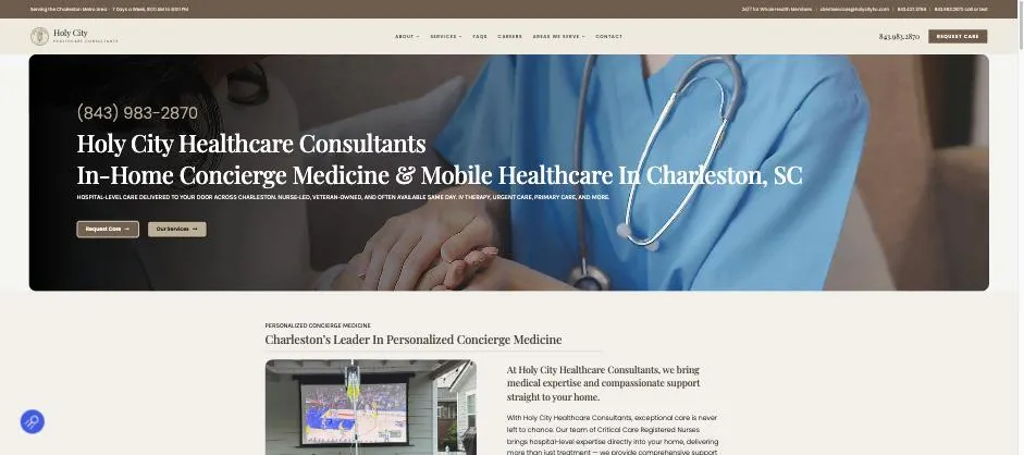 Holy City Healthcare Consultants website designed by Crown Marketing