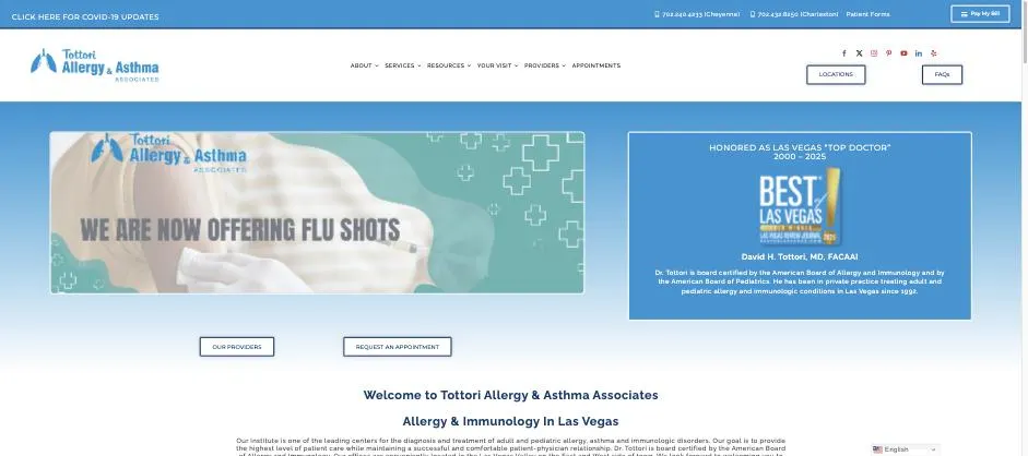 Tottori Allergy Asthma website designed by Crown Marketing