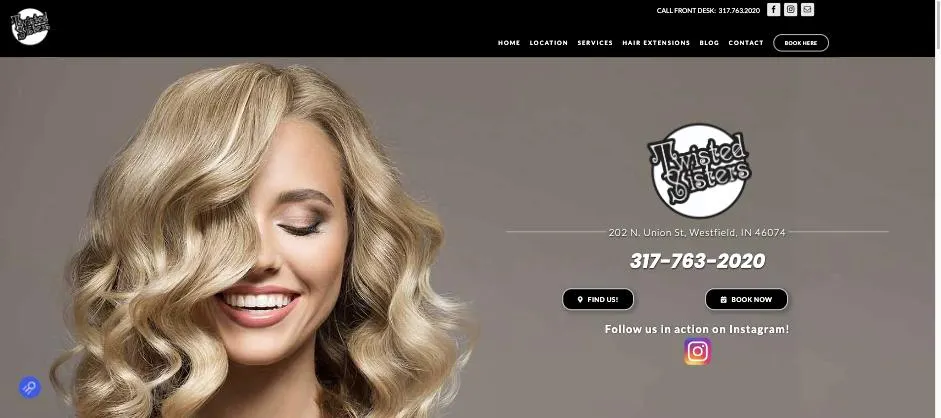 Twisted Sisters Beauty Salon website designed by Crown Marketing