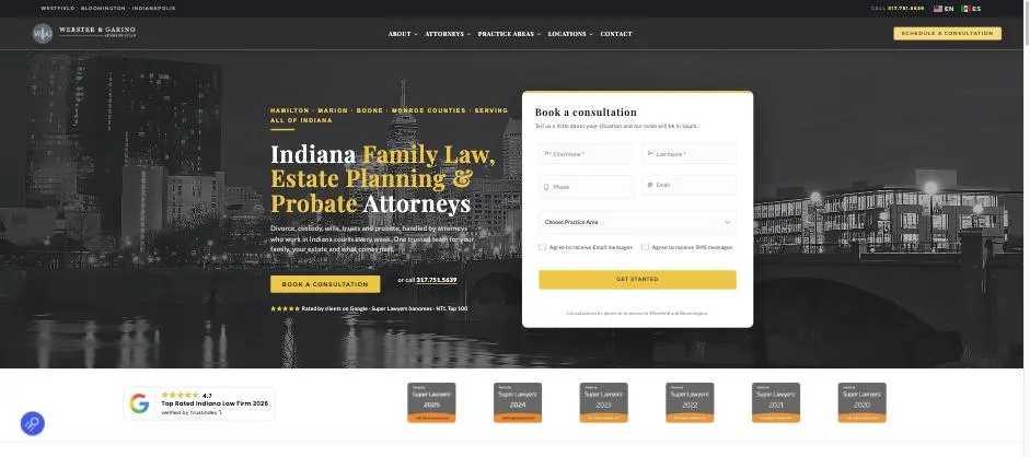 Webster Garino, LLC website designed by Crown Marketing