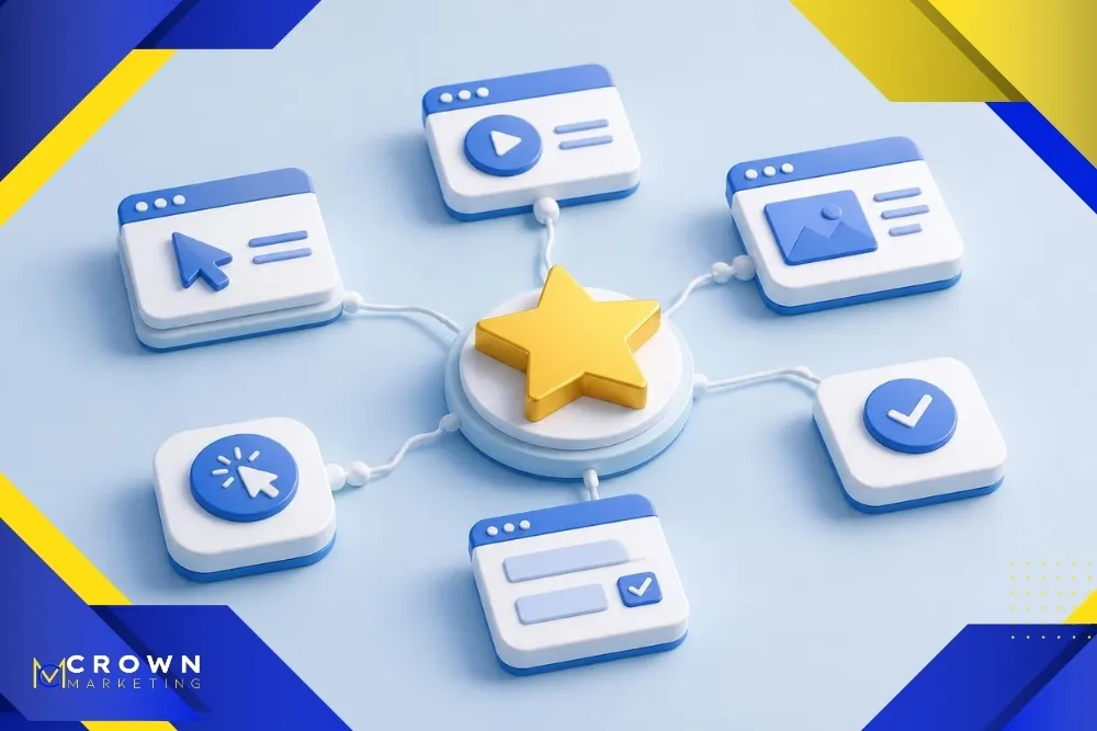 GA4 event flow connecting website interactions to key business outcomes.