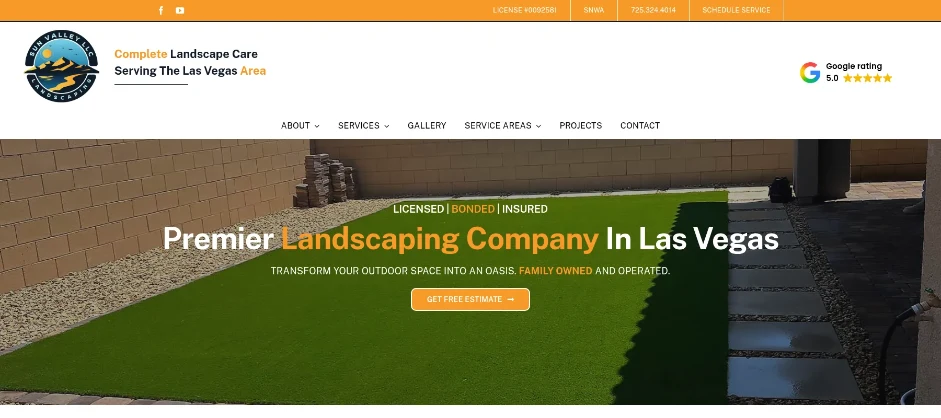 Sun Valley Landscaping website designed by Crown Marketing